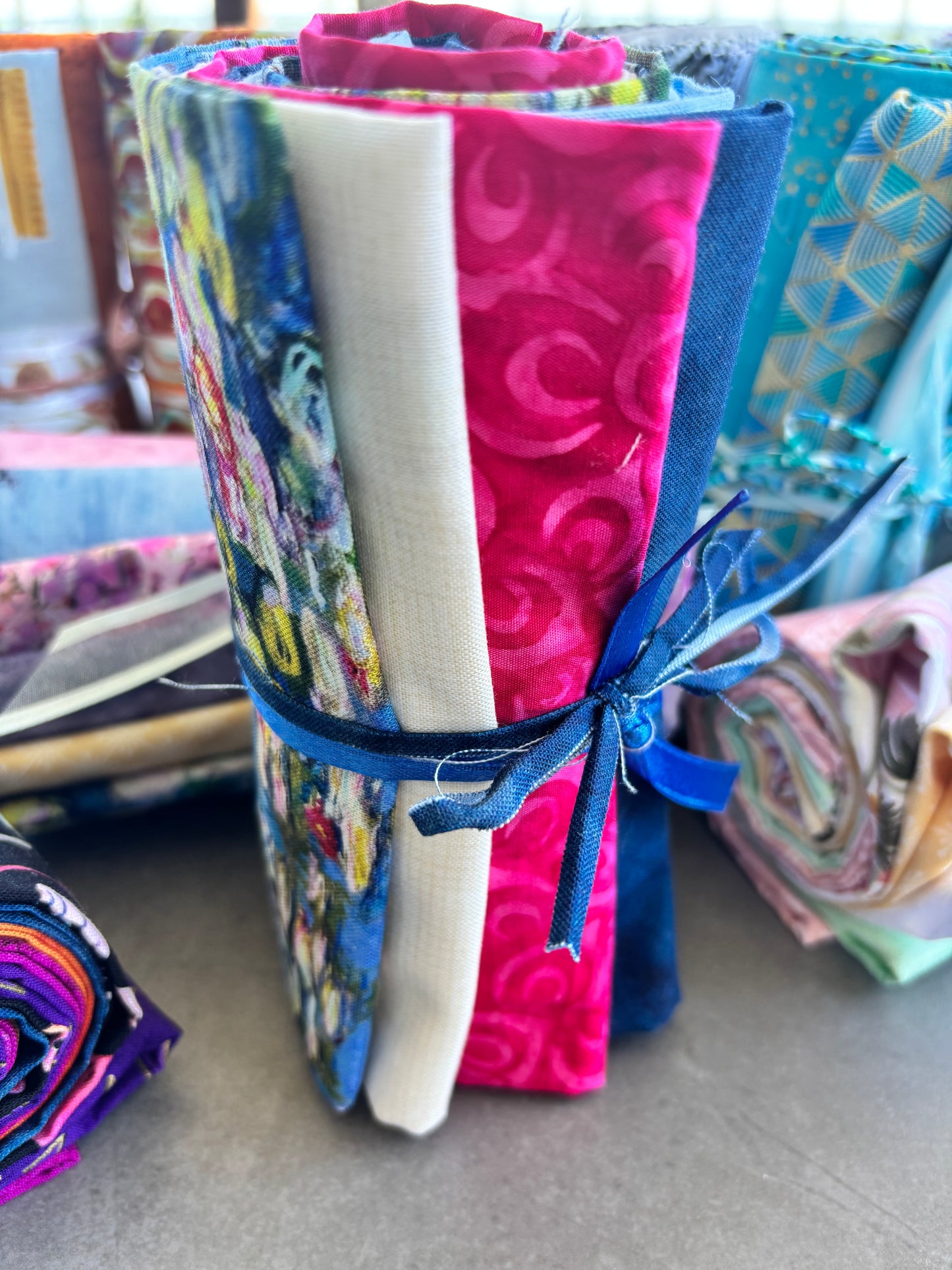 "MONET'S LILY PAD POND at GIVERNY" (pink accent) - CURATED FAT 1/4 BUNDLE (5)