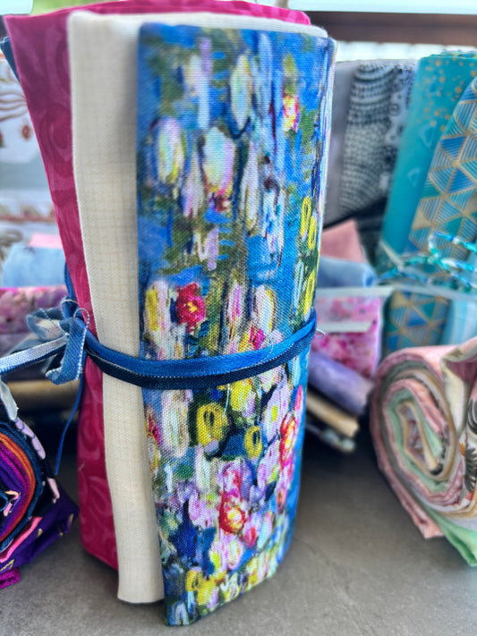 "MONET'S LILY PAD POND at GIVERNY" (pink accent) - CURATED FAT 1/4 BUNDLE (5)