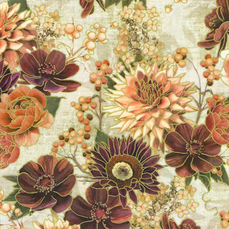 Hello Fall "Linen Florals", Robert Kaufman, RBK, # AWHDM23917156, 100% cotton fabric