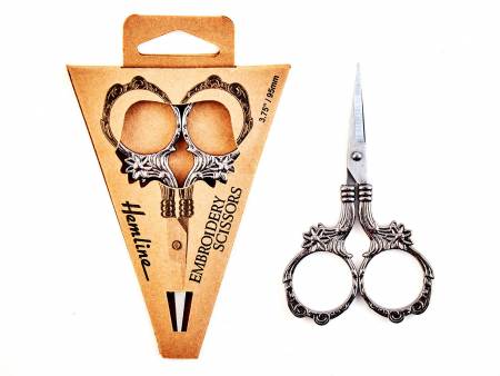 "HEMLINE EMBROIDERY SCISSORS" Elegant Embroidery Scissors, Scissors with Flower and Scroll Motif Handles