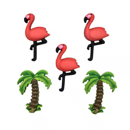 Pink Flamingo Themed Buttons by Buttons Galore & More