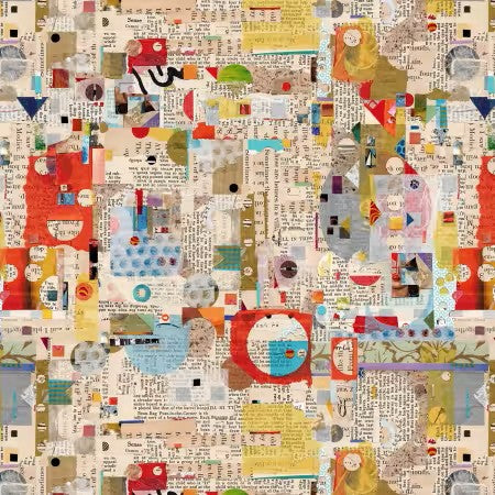 SPREAD THE WORD "Parchment Newspaper w/ Abstract Shapes" by Kathryn Kramer Waters Collection for Blank Quilting