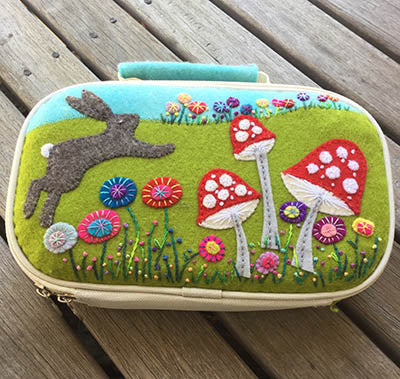 "BUNNY & MUSHROOMS" Sewing Case Topper Pattern, Wendy Williams Flying Fish Australia