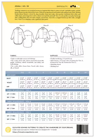 JENNA Button-Up Shirt and Dress Pattern by Closet Core PAtterns