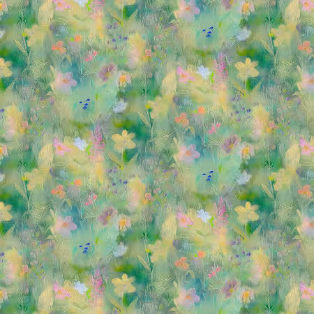 Green Wildflower Fields, Wild Beauty by Timeless Treasures, 100% cotton