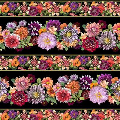 Tina's Garden "Pictorial Stripe Multi" by LETO for Clothworks