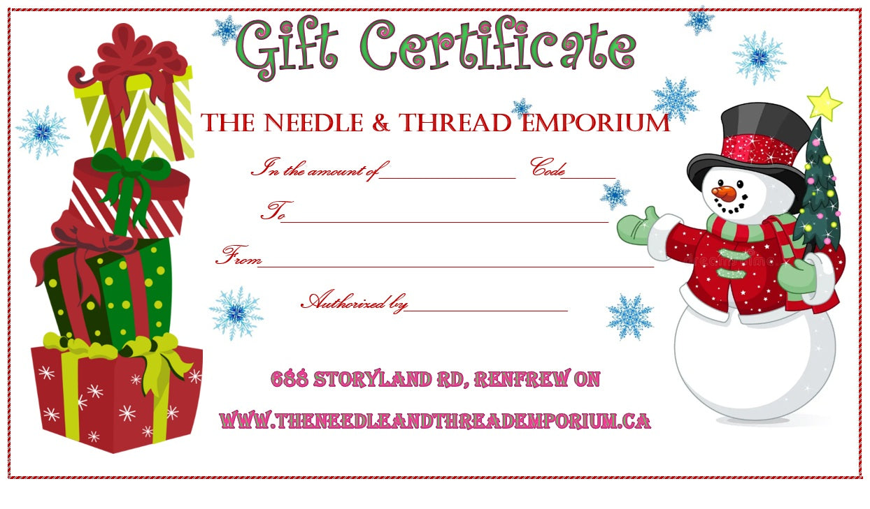 CHRISTMAS Gift Certificate - ELECTRONIC