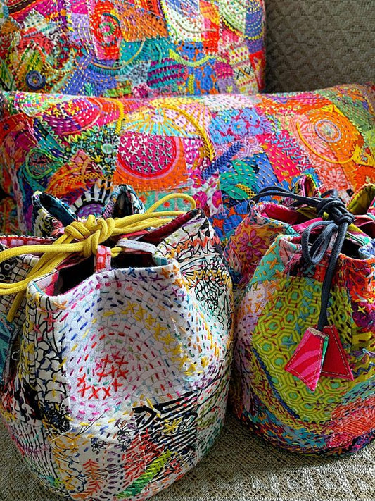 "EMBROIDERED BORO CUSHION & BAG" Pattern, Wendy Williams-Flying Fish Australia