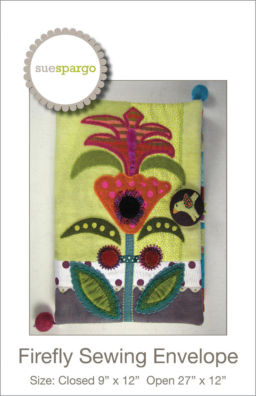 "Firefly Sewing Envelope Pattern", Sue Spargo Wool Applique