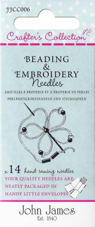 JOHN JAMES Beading & Embroidery Needles , Size 5 & 7 Embroidery, Size 10 Beading Sharp Tip