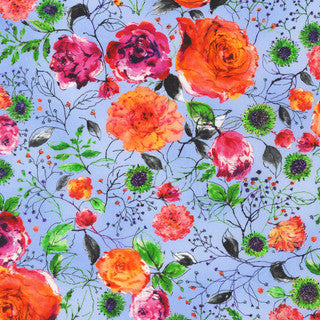 JOYFUL MEADOWS "Summer Roses. Periwinkle" by Robert Kaufman