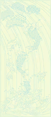 "SPLASHING SPIRITS" Wagara Sashiko Panel , 100% Cotton : Designed by Ky Fujita