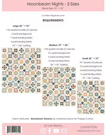 "MOONBEAM NIGHTS" Quilt Pattern by POPPIE COTTON
