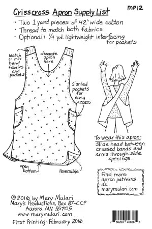 Criss Cross Apron Pattern by Mary Mulari
