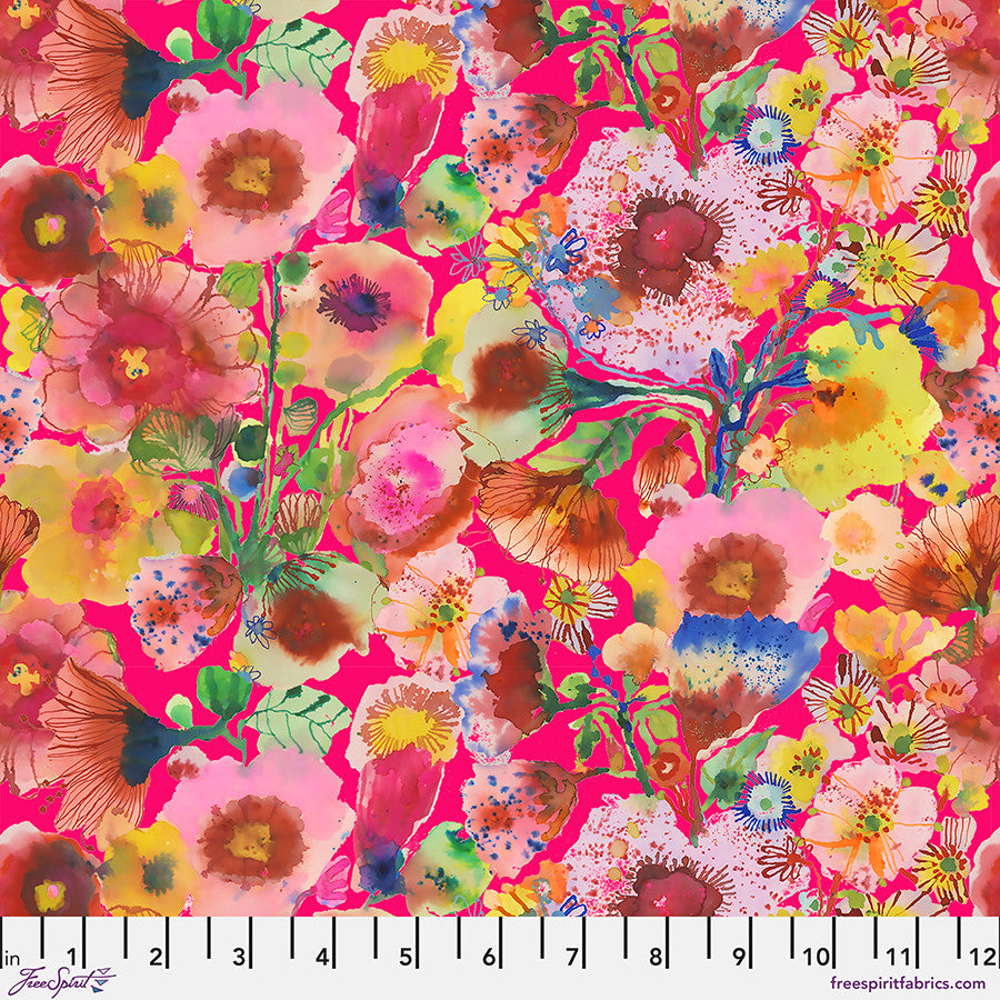 ANEMONES in PINK "Pompadours in Pink Collection by Carolyn Gavin for Freespirit