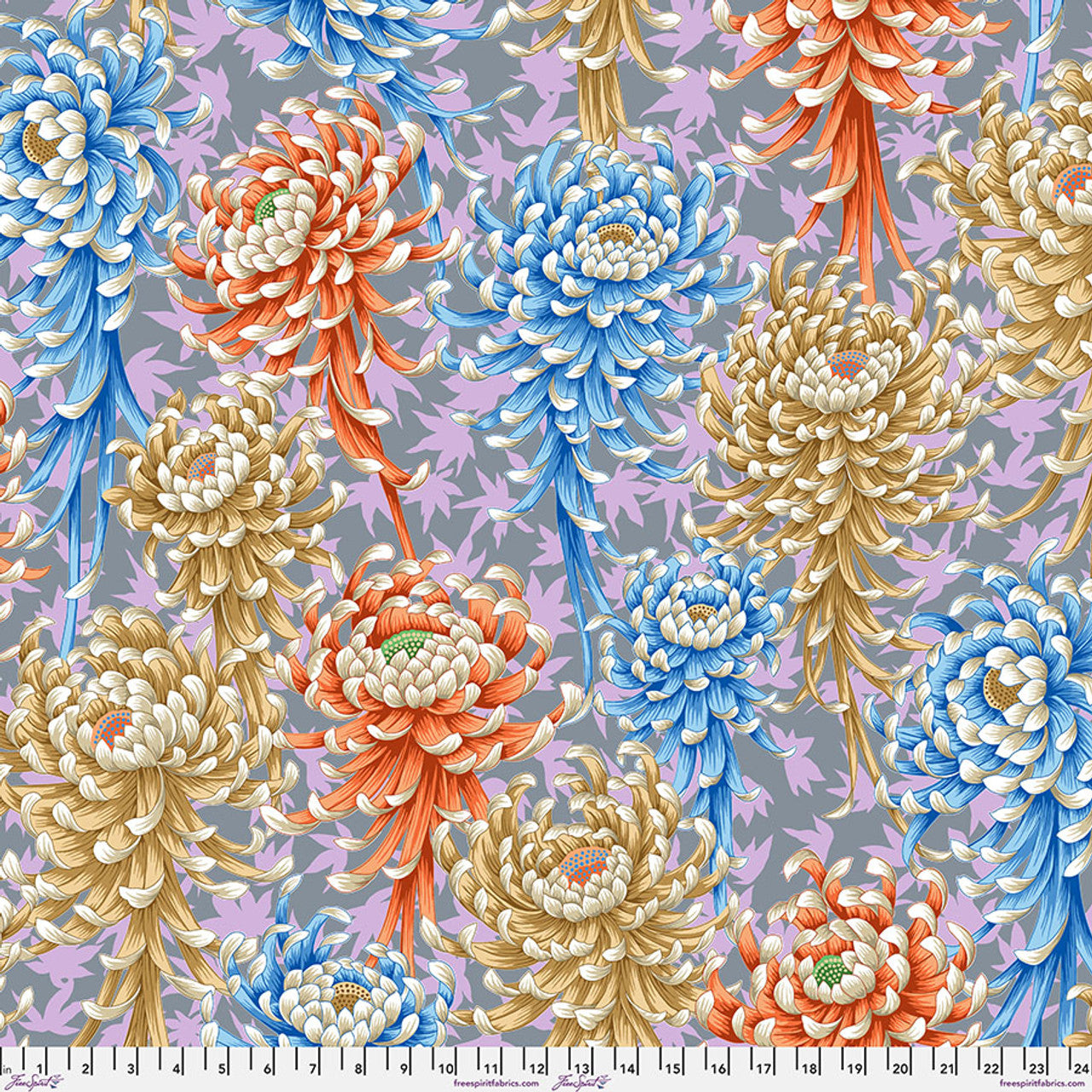 "SPIDER MUMS - PASTEL" - PAradise Blooms Collection, Kaffe  Fassett Collective for FreeSpirit, 100% Cotton