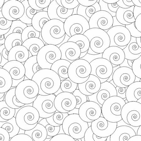 RAMBLING SALT & PEPPER 2 "DOTTY SPIRALS - White" by P&B Textiles