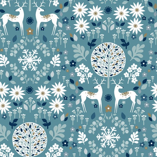 "REINDEER - DAMASK" Starlit Hollow Christmas Collection by Mia Presley Designs
