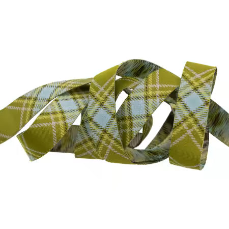 PLAID DIAGONAL in "FERN" by Renaissance Ribbons , 5/8"