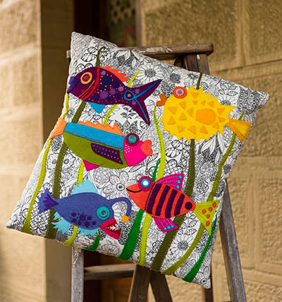 "Something Fishy" Cushion PATTERN or KIT Wendy Williams Flying Fish Australia