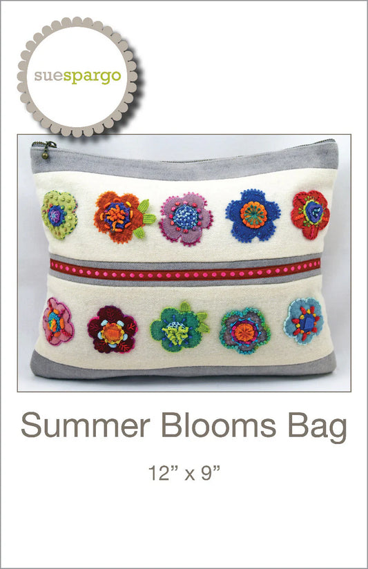 "Summer Blooms Wool Zipper Bag Pattern", Sue Spargo