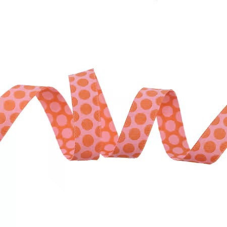 Dinosaur Eggs in "BLUSH" 5/8" Ribbon by TULA PINK for Renaissance Ribbon