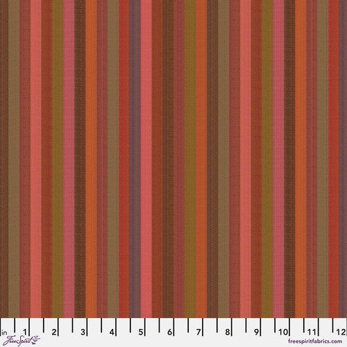 Shot Cotton - Narrow Stripe in Tomato, Kaffe Fassett for FreeSpirit