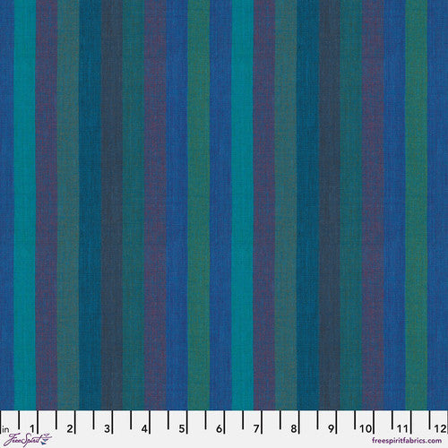 Shot Cotton - Broad Stripe in Blue, Kaffe Fassett for FreeSpirit