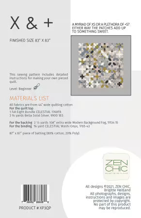 "X and PLUS" Quilt Pattern by Zen Chic