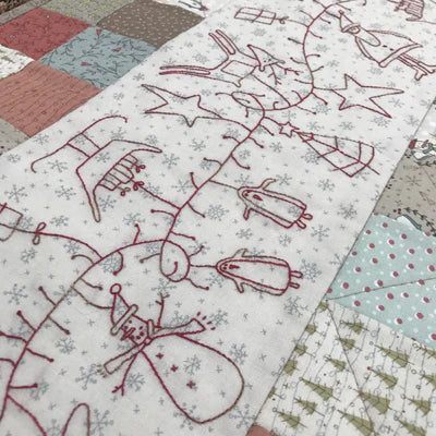 "Christmas Garland Table Runner", Hatched and Patched