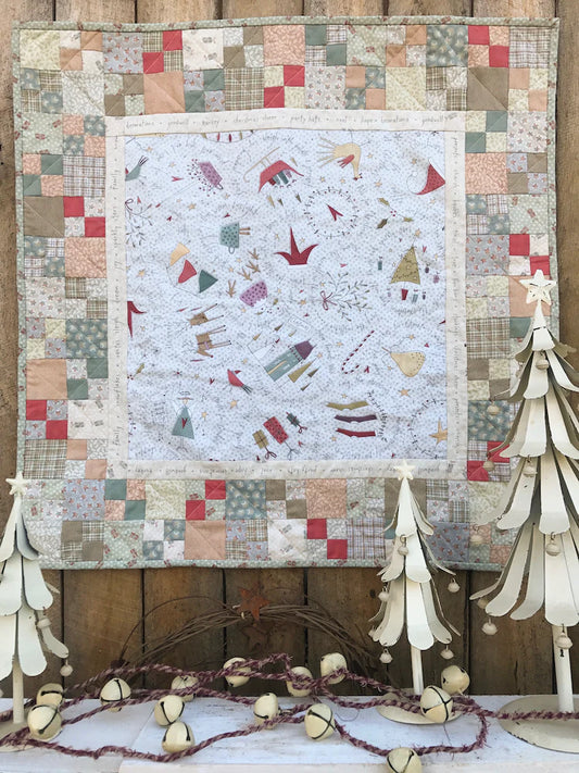 "ALL FOR CHRISTMAS" Table Topper Pattern, Quilt and Applique, Hatched and Patched