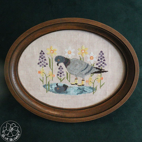 Pigeon & Puddle Counted Cross Stitch Pattern :: The Blue Flower