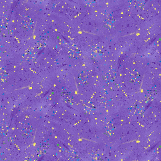 UTOPIA "Purple Paint Splatter w/ Metallic" by Chong A Hwang for Timeless Treasures Fabrics