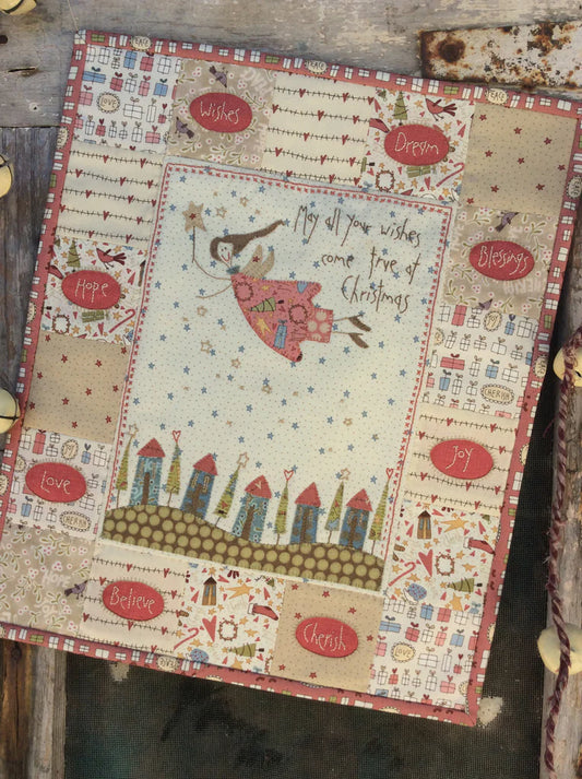 "CHRISTMAS BLESSINGS AND WISHES" Wallhanging by Hatched and Patched