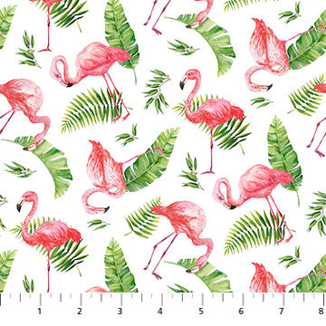 FLAMAINGO BAY "Flamingo Leaf Toss" by Michael Design Works for NORTHCOTT