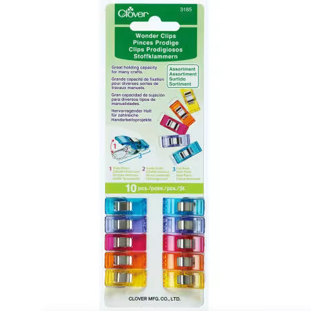 Wonder Clips by CLOVER, 10 pieces with assorted colours