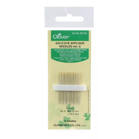 Size 9 CLOVER Applique Needles , 15 count