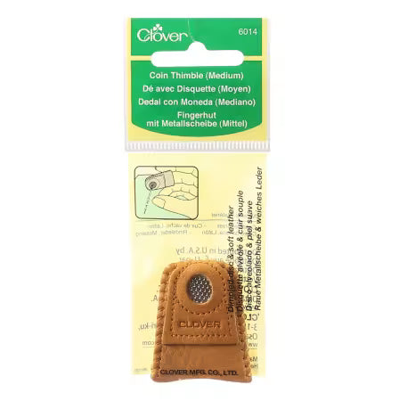 Leather Coin Thimble, Clover - Medium