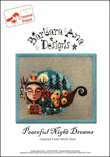 "Peaceful Night Dreams" Cross Stitch Pattern,  Barbara Ana Designs