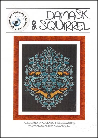 "DAMASK & SQUIRREL" by Alessandra Adelaide Needleworks, Counted Cross Stitch Pattern