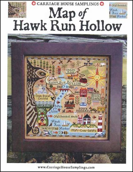 "THE MAP OF HAWK RUN HOLLOW", Carriage House Samplings, Cross Stitch Pattern