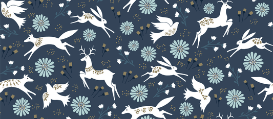 "ANIMAL MIX DARK BLUE" Starlit Hollow Christmas Collection by Mia Presley