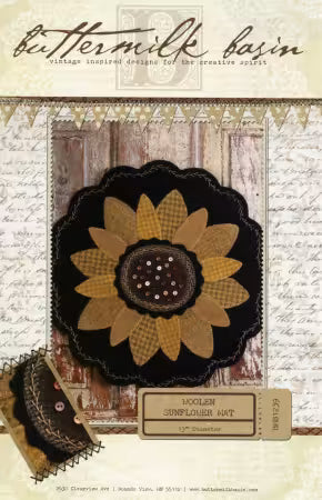 Woolen Sunflower Mat Wool Applique Pattern by Buttermilk Basis