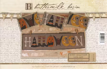 Batty Halloween Wool Mat Aool Applique Pattern by Buttermilk Basins