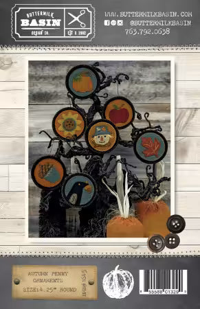 Autumn Penny Ornaments, Wool Applique Pattern by Buttermilk Basins