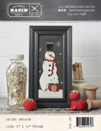Sewing Snowman  Wool Applique Pattern by Buttermilk Basins