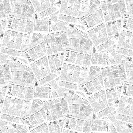 White Maritime Newspaper - Let Your Light Shine from Timeless Treasures, 100% Cotton