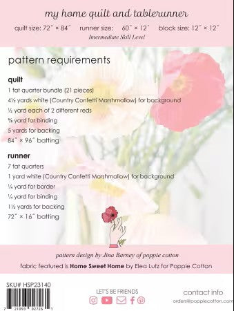 Home Sweet Home Quilt Pattern - Poppie Cotton