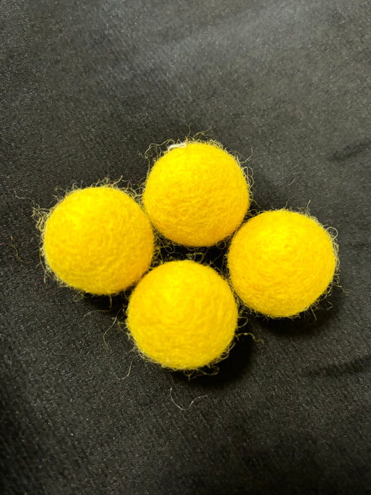 "BRIGHT YELLOW" Wool Felt Balls, 100% New Zealand Wool, Handmade in Nepal