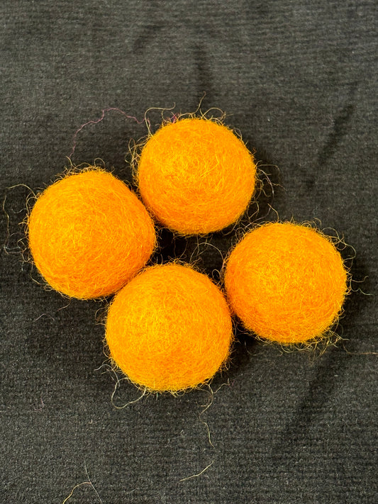 "ORANGE SHERBERT", Wool Felt Balls, 100% New Zealand Wool, Handmade in Nepal